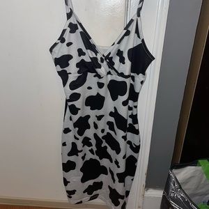 Cow Print Sleeveless Mini Dress